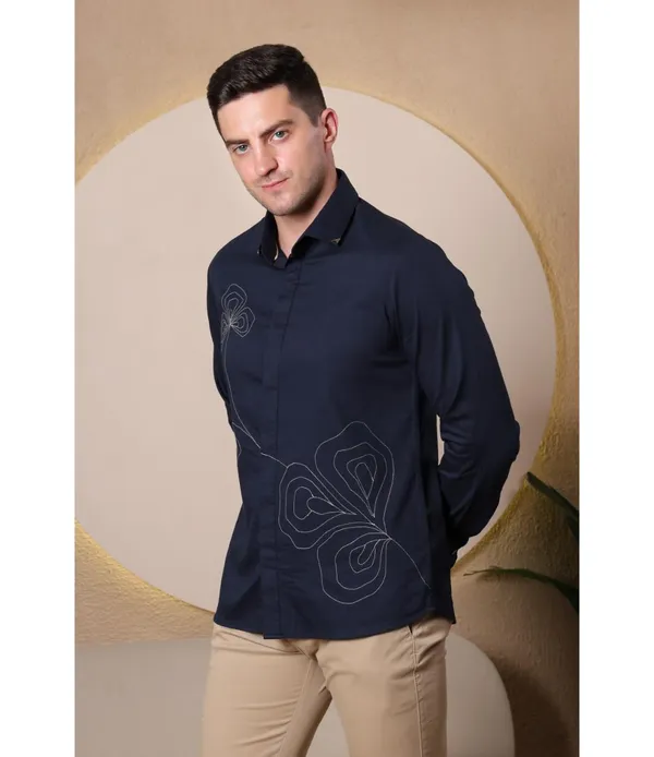 Blue_Polycotton_Full_Sleeve_Shirt_For_Men