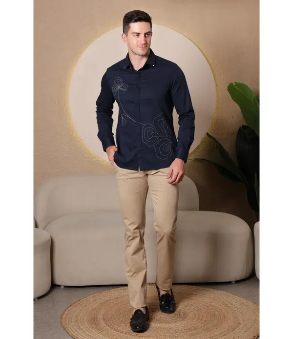 Blue_Polycotton_Full_Sleeve_Shirt_For_Men
