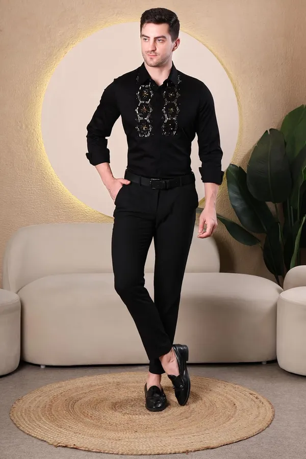 Pier_Seven_hand_Embroidered_Cotton_Blend_Men's_Slim_Fit_Full_Sleeve_Shirt_-_Black_(PWE019)