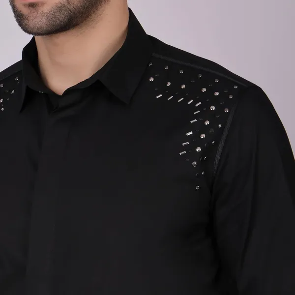 Pier_Seven_Embroidered_Cotton_Blend_Men's_Slim_Fit_Full_Sleeve_Shirt_-_Black_(PWY013)