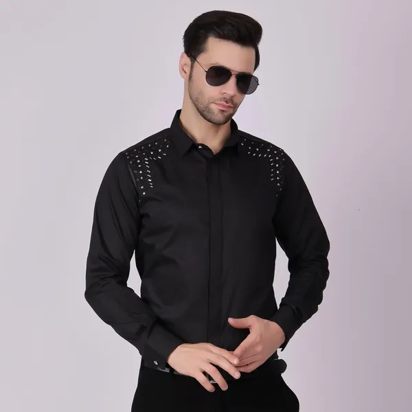 Pier_Seven_Embroidered_Cotton_Blend_Men's_Slim_Fit_Full_Sleeve_Shirt_-_Black_(PWY013)