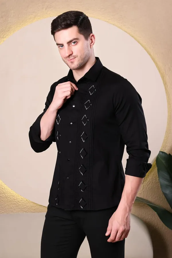 Pier_Seven_Black_Slim_Fit_Cotton_Blend_Shirt_with_Hand_Embroidery_&_Pin-Tuck_Detailing_(PWY069)