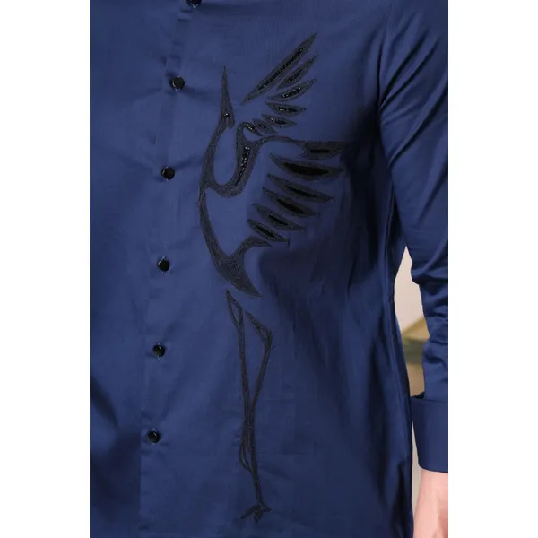 Pier_Seven_Men_Navy_Blue_Premium_Slim_Fit_Cotton_Shirt_with_Glossy_Embroidered_Bird_Design