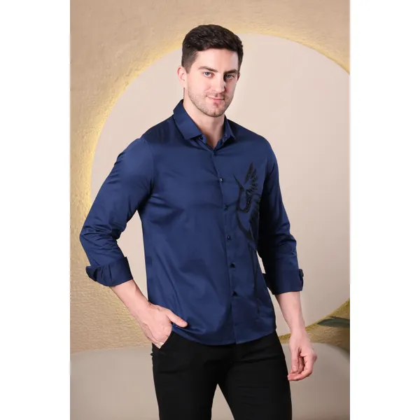 Pier_Seven_Men_Navy_Blue_Premium_Slim_Fit_Cotton_Shirt_with_Glossy_Embroidered_Bird_Design