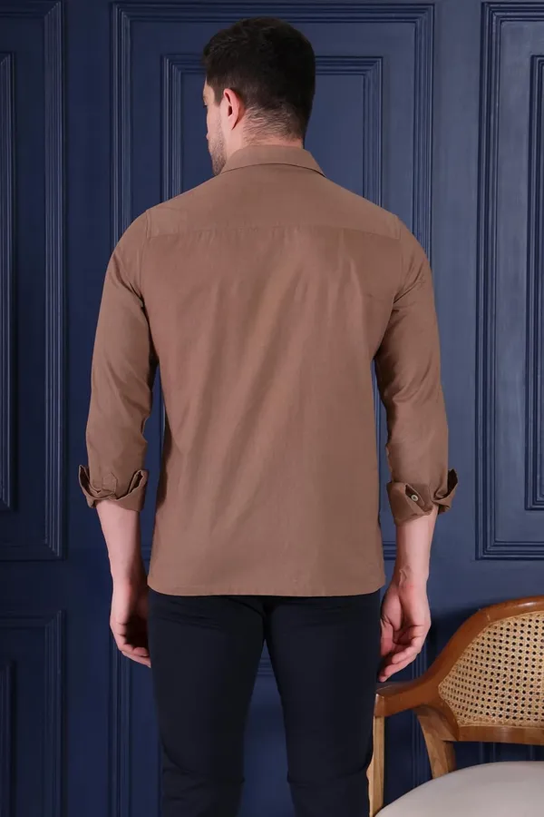 Pier_Seven_Embroidered_100%_Cotton_Men's_Slim_Fit_Full_Sleeve_Shirt_-_Brown_(PWY228)