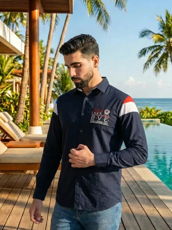 Navy__Cotton_Embroidered_Shirt_For_Men