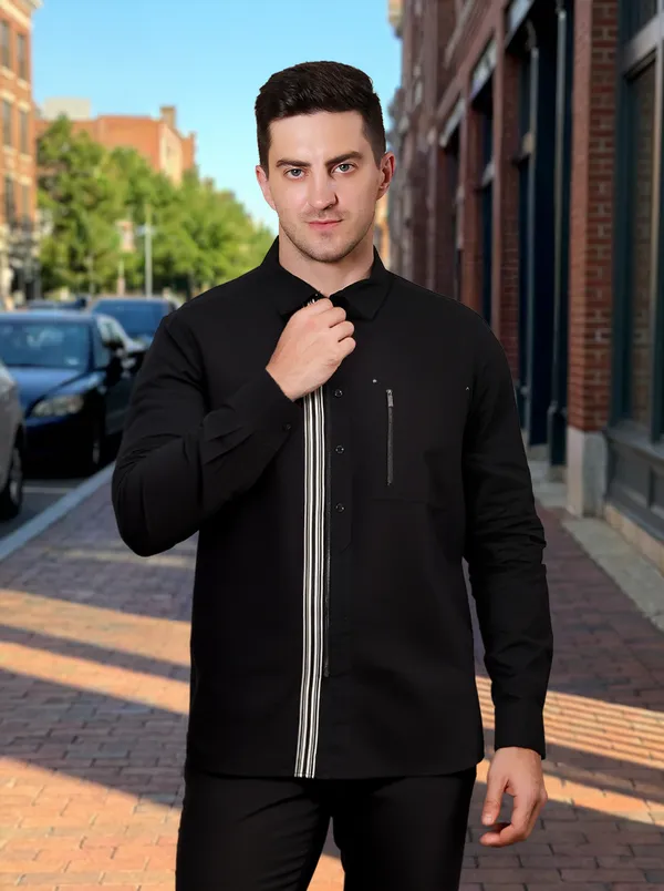 Black_Cotton_Striped_Shirt_For_Men