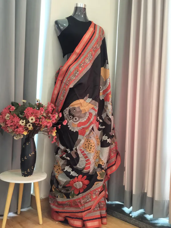 Black_Mythic_Art_Drape_Kalamkari_Saree_For_Women