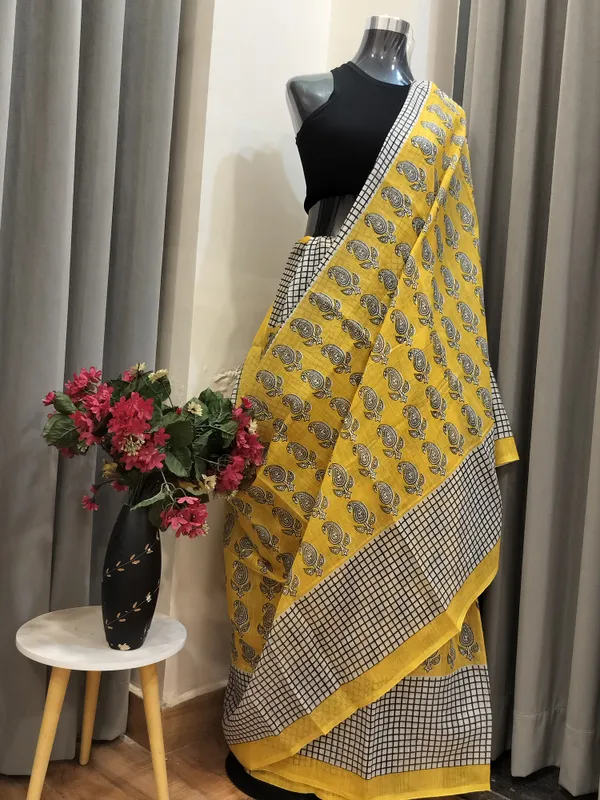 Bright_Yellow_Royal_Floret_Mul_Cotton_Saree_For_Women