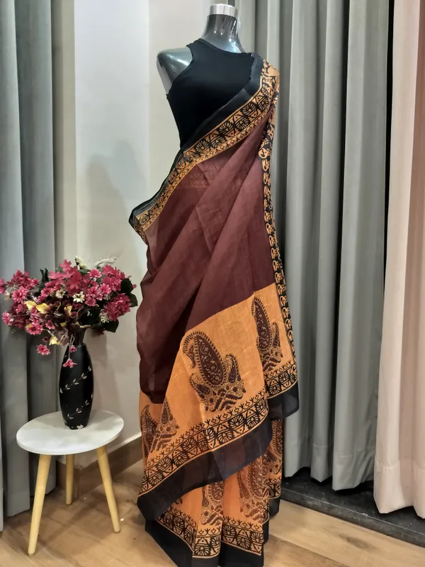 Brown_Boho_Tusker_Cotton_Saree_For_Women