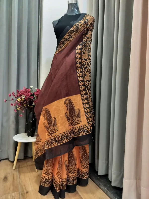 Brown_Boho_Tusker_Cotton_Saree_For_Women