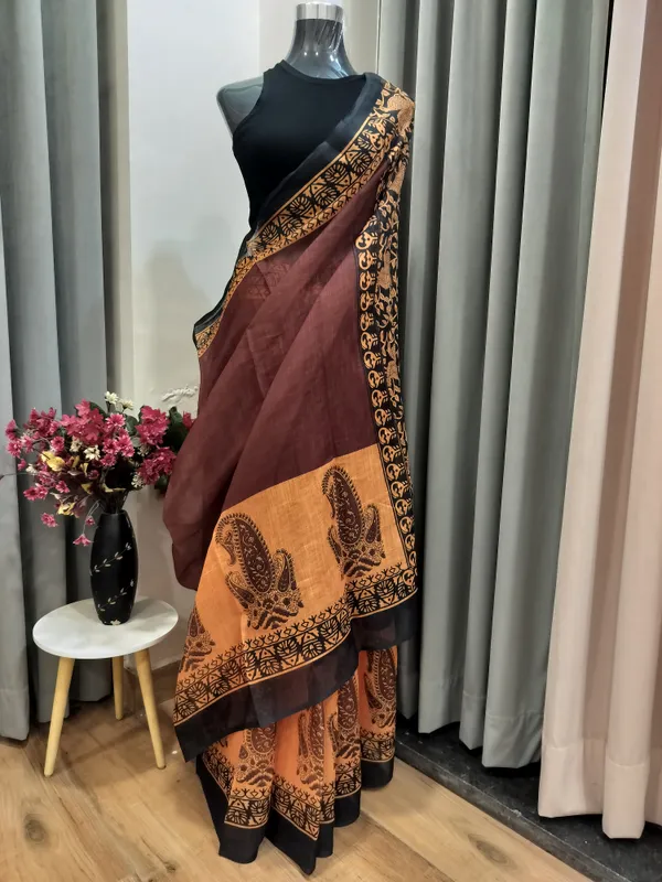Brown_Boho_Tusker_Cotton_Saree_For_Women