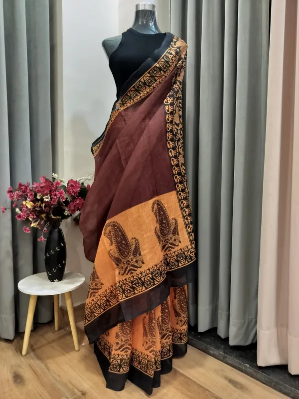 Brown_Boho_Tusker_Cotton_Saree_For_Women