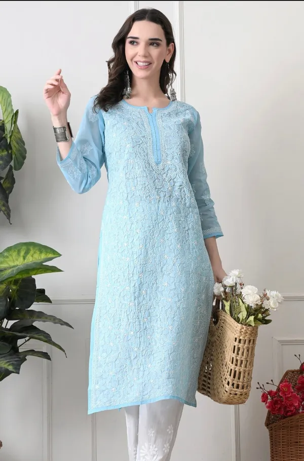 Blue_Full_Jaalwork_Chikankari_Cotton_Kurti