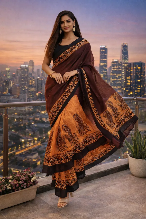 Brown_Boho_Tusker_Cotton_Saree_For_Women