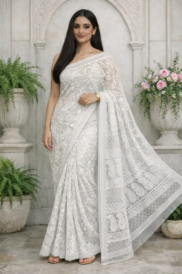 White_Chikankari_Full_Jaal_Work_Saree