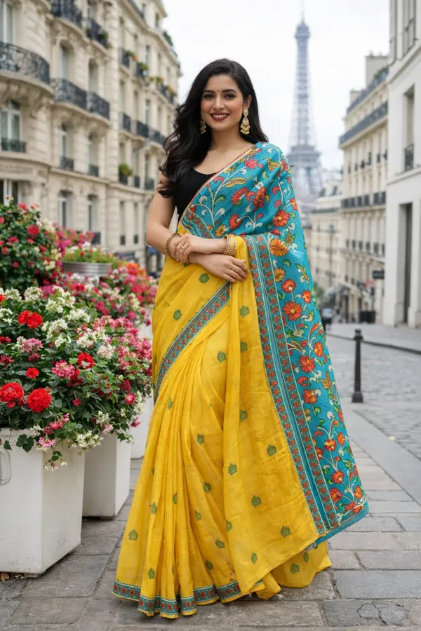 Yellow_Spring_Mul_Cotton_Saree_For_Women