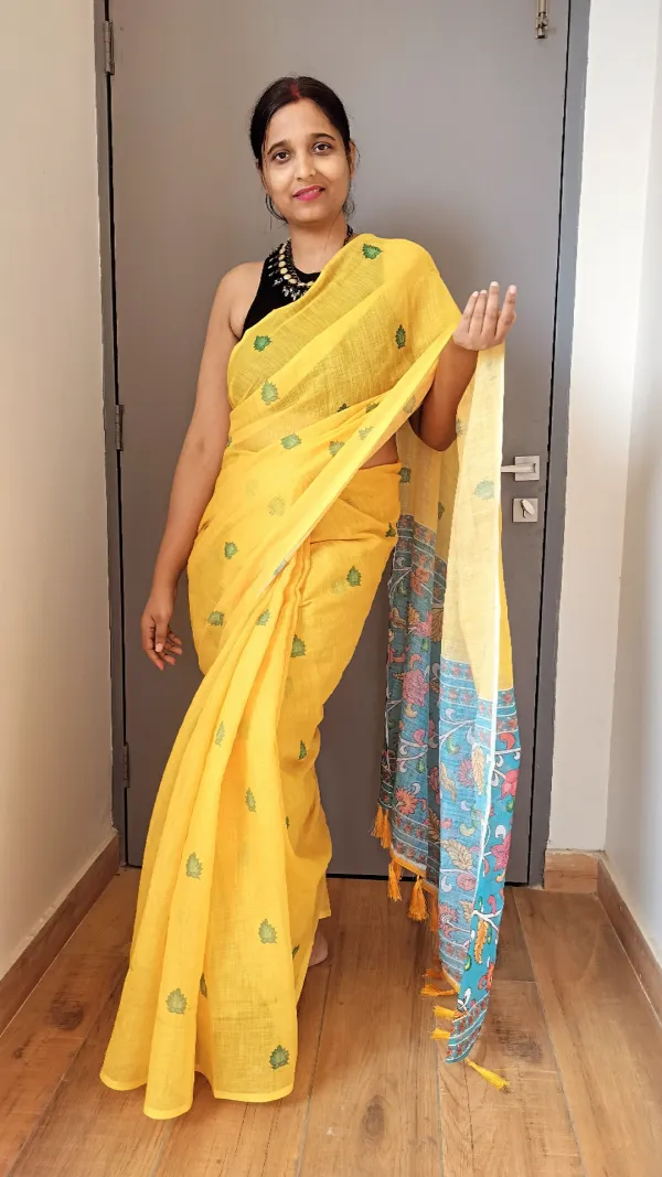 Yellow_Spring_Mul_Cotton_Saree_For_Women