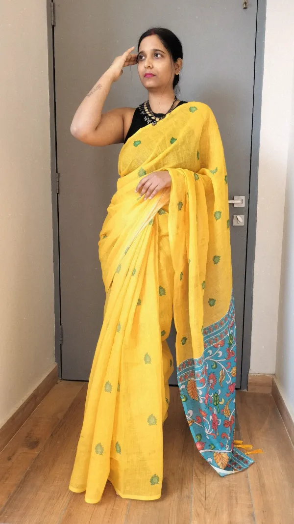 Yellow_Spring_Mul_Cotton_Saree_For_Women