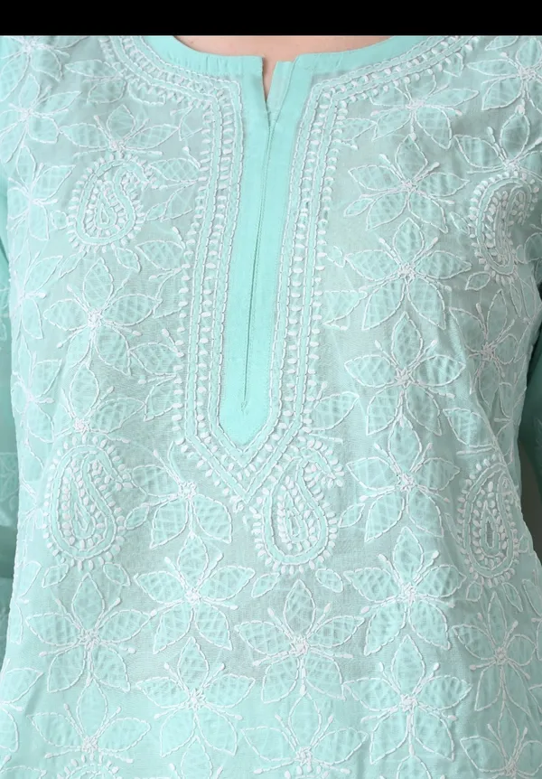 Aqua_Blue_Full_Jaalwork_Chikankari_Cotton_Kurti