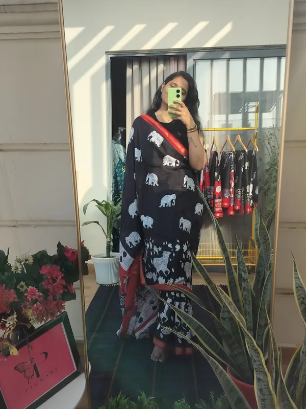 Black_Nandi_Shiv_Kalamkari_Saree_For_Women