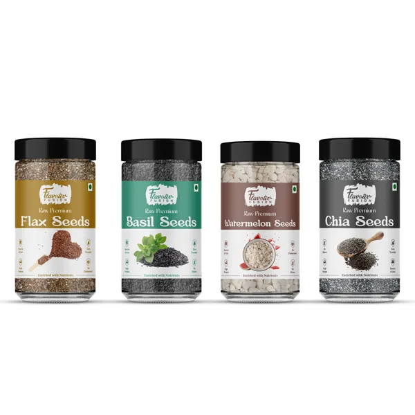 Chia_Seeds_+_Basil_Seeds_+_Watermelon_Seeds_+_Flax_Seeds,__(Combo_Pack_4)_,_Rich_in_Calcium,_Protein_&_Fibre