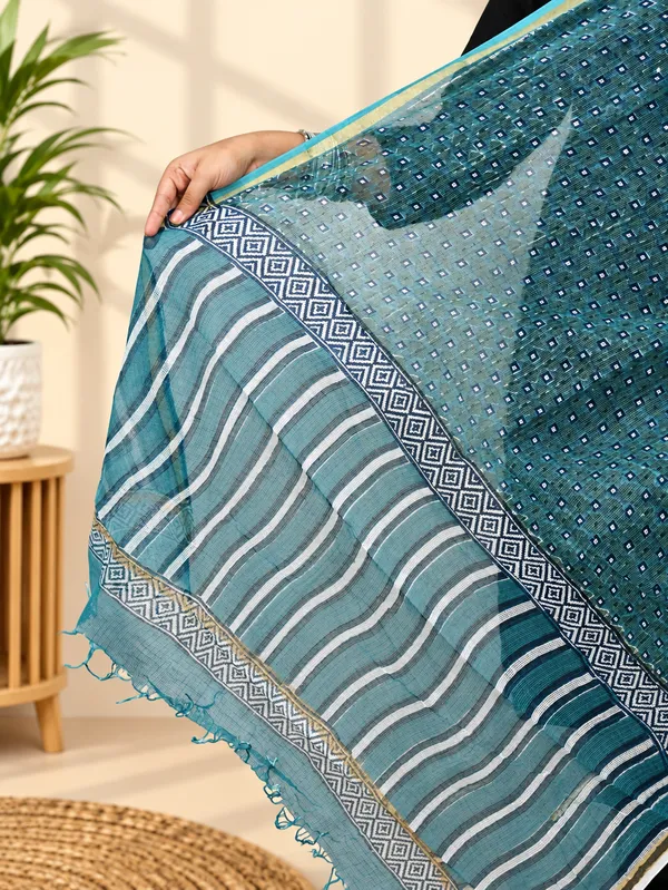 Blue_Hand_Block_Print_Cotton_Dupatta_For_Women