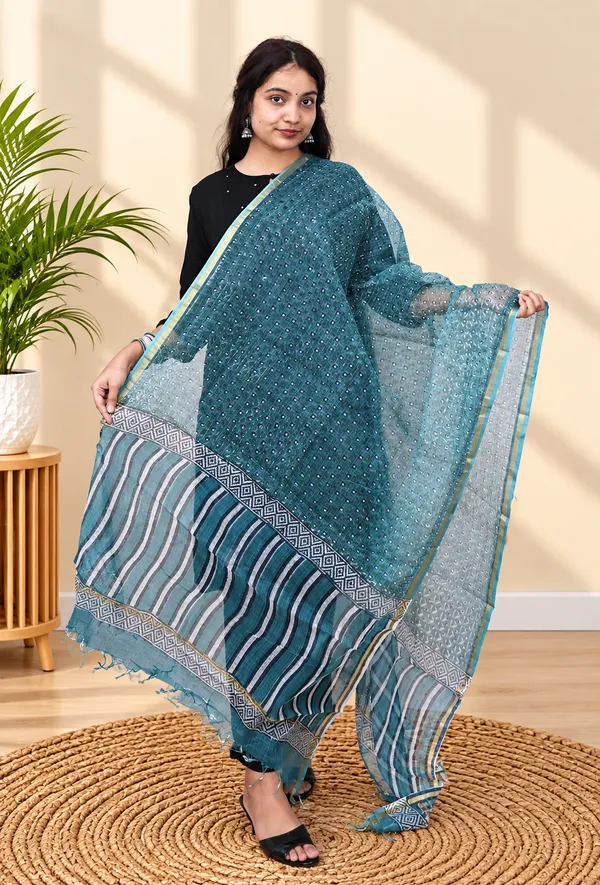 Blue_Hand_Block_Print_Cotton_Dupatta_For_Women