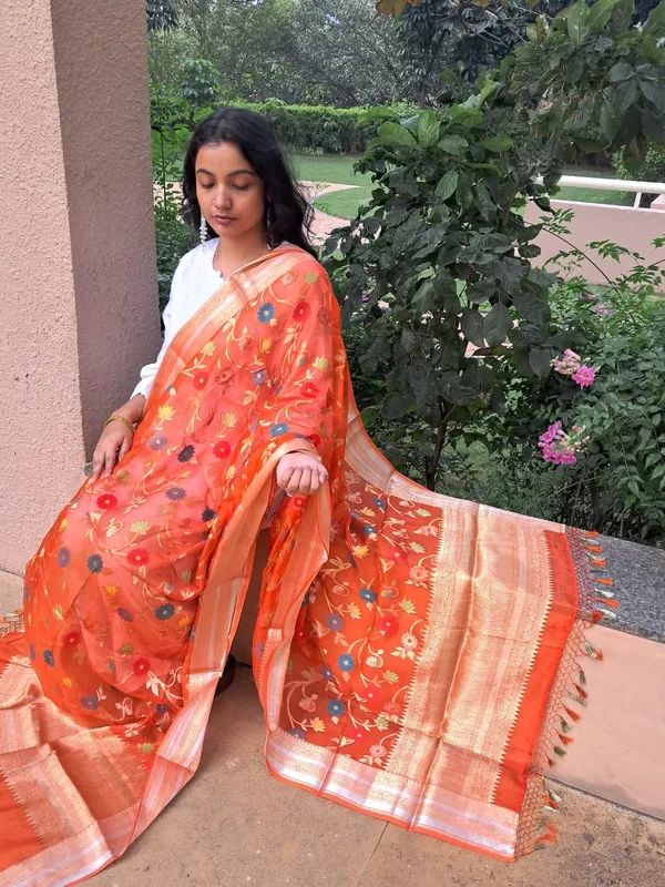 Orange_Kota_Chek_Katan_Paithani_Jal_Banarasi_Premium_&_Elegant_Dupatta_For_Women