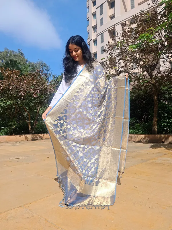 Blue_Jacquard_Premium_&_Elegant_Dupatta_For_Women