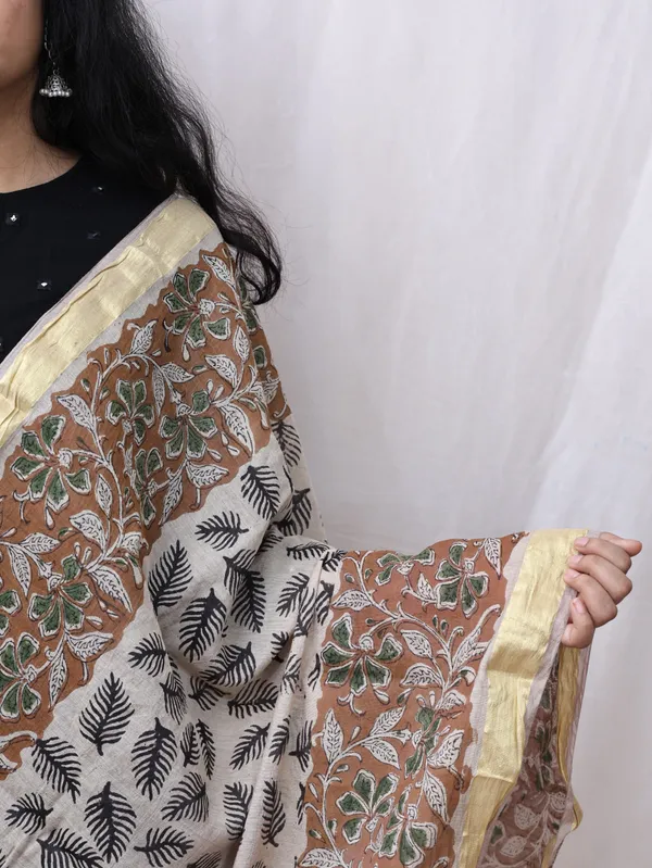 Brown_Hand_Block_Print_Cotton_Dupatta_For_Women