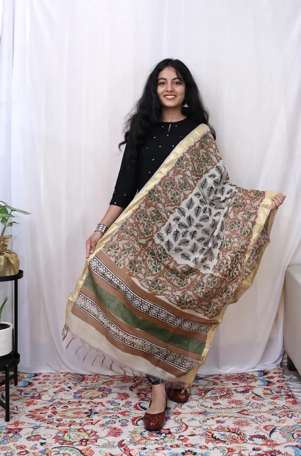 Brown_Hand_Block_Print_Cotton_Dupatta_For_Women