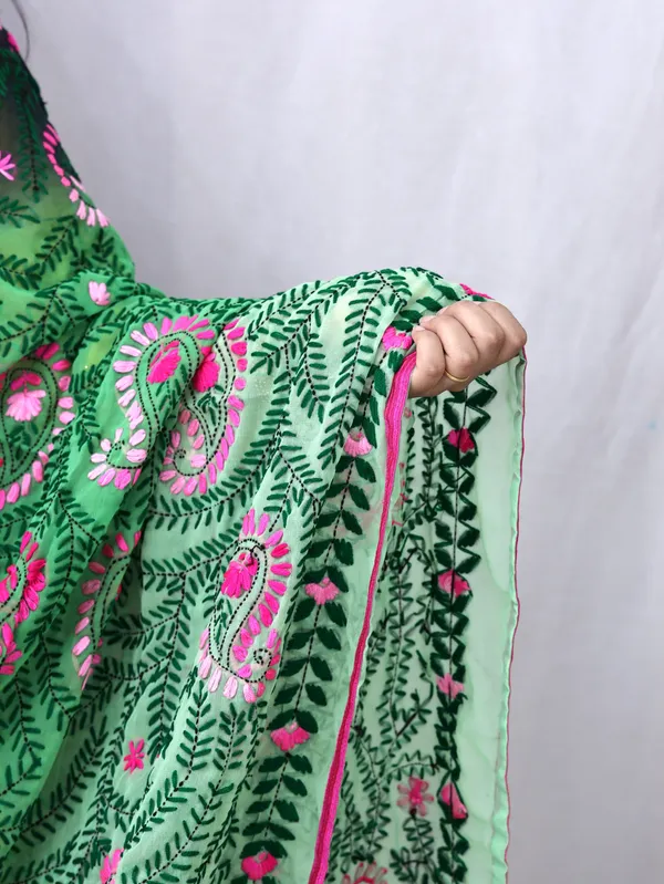 Green_Georgette_Phulkari_Dupatta_For_Women