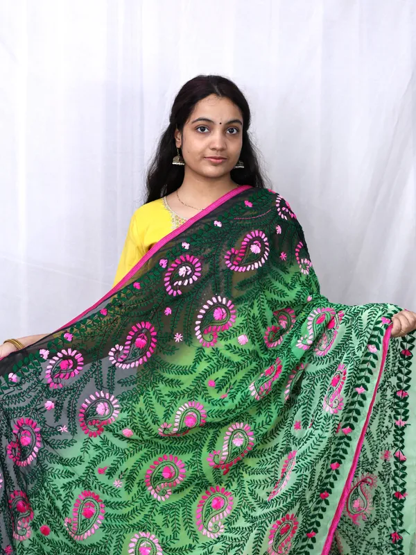 Green_Georgette_Phulkari_Dupatta_For_Women