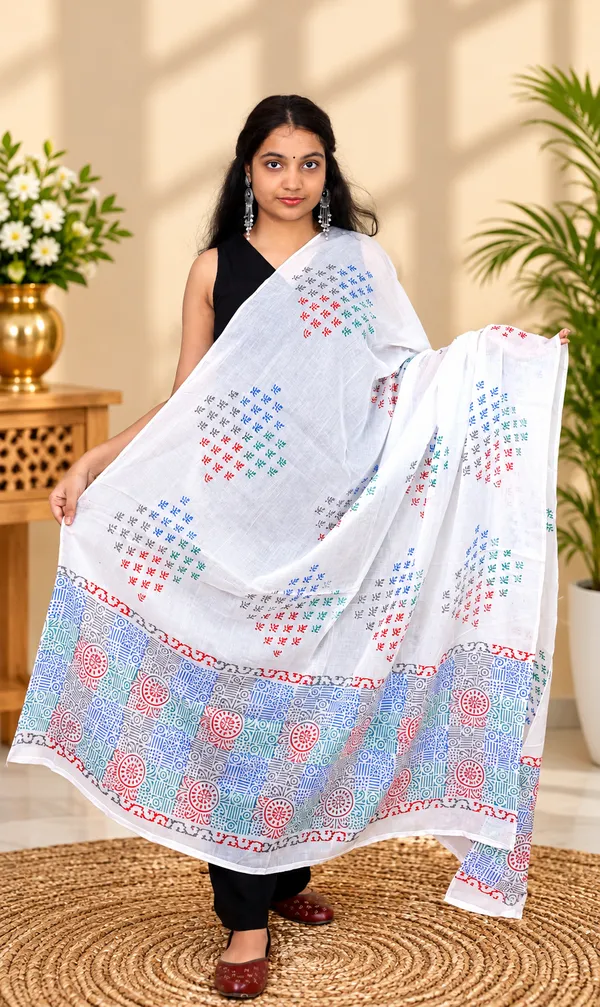 White_Cotton_Premium_&_Elegant_Dupatta_For_Women