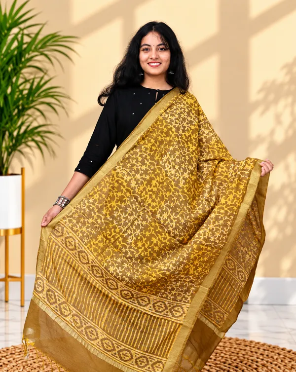 Mustard_Chanderi_Fancy_Bagru_Print_Dupatta_For_Women