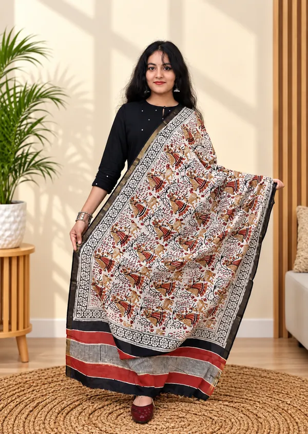 Hand_Black_Print_Cotton_Premium_&_Elegant_Dupatta_For_Women
