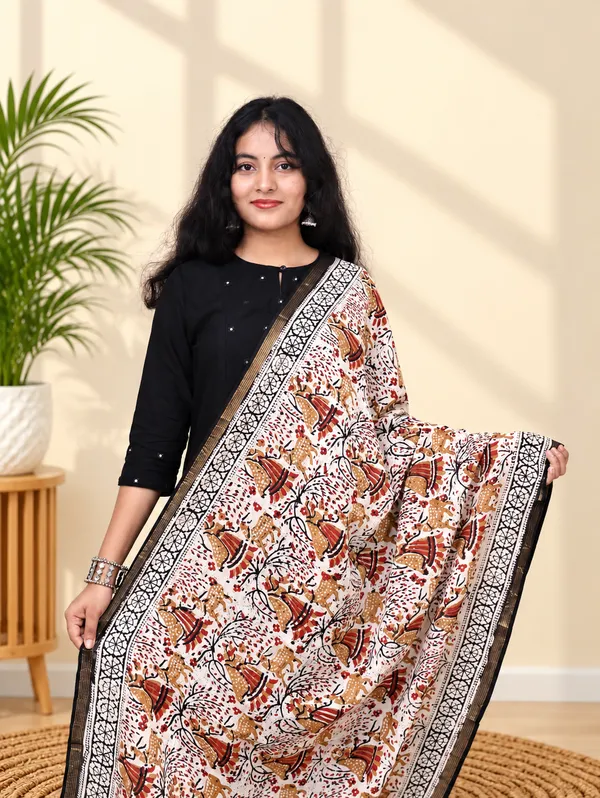 Hand_Black_Print_Cotton_Premium_&_Elegant_Dupatta_For_Women