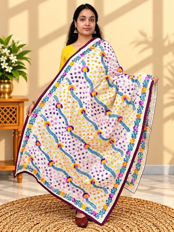 Assam_Silk_Phulkari_Dupatta