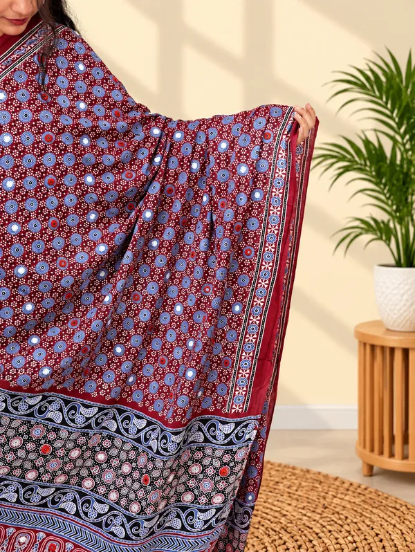 Cotton_Ajrak_Mirror_Work_Dupatta