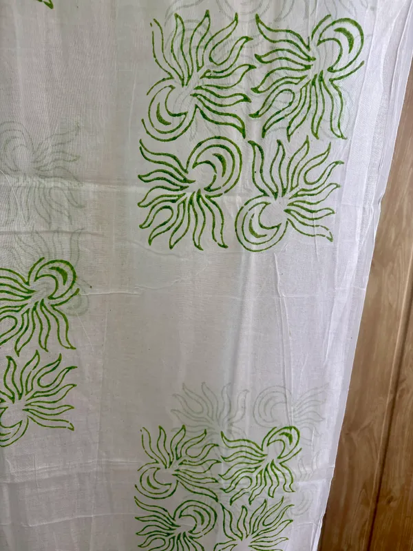 White_Base_Green_Printed_Dupatta