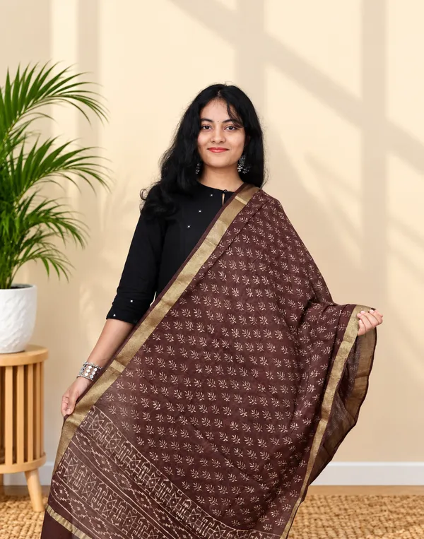 Brown_Chanderi_Silk_Premium_&_Elegant_Dupatta_For_Women