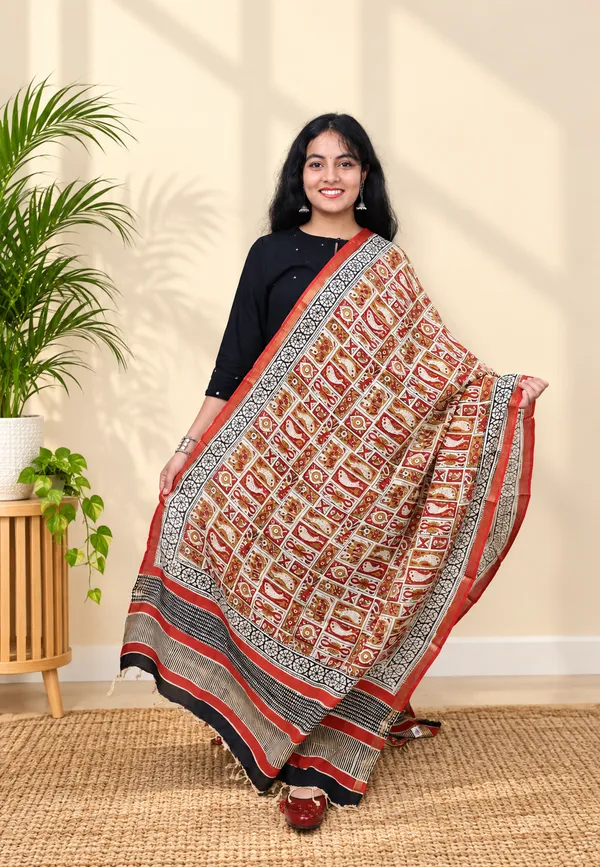 Brown_Hand-made_block_print_dupatta