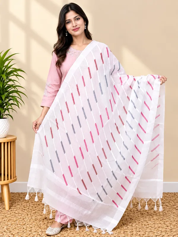 White_Cotton_Premium_&_Elegant_Dupatta_For_Women