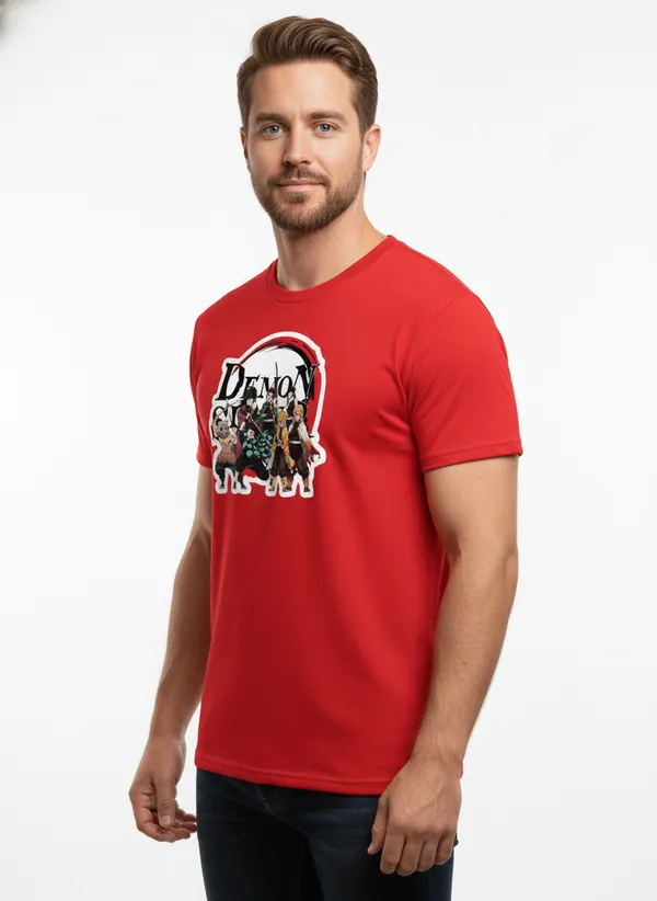 Unisex_round_neck_TshirtT__Demon_Slayer_Red