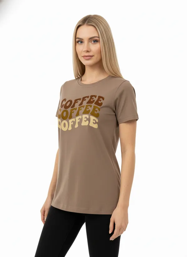 Tan_Brown_Graphic_Printed_Round_Neck_T-Shirt_For_Women
