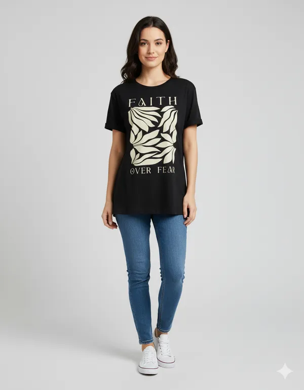 Black_Graphic_Printed_Round_Neck_T-Shirt_For_Women