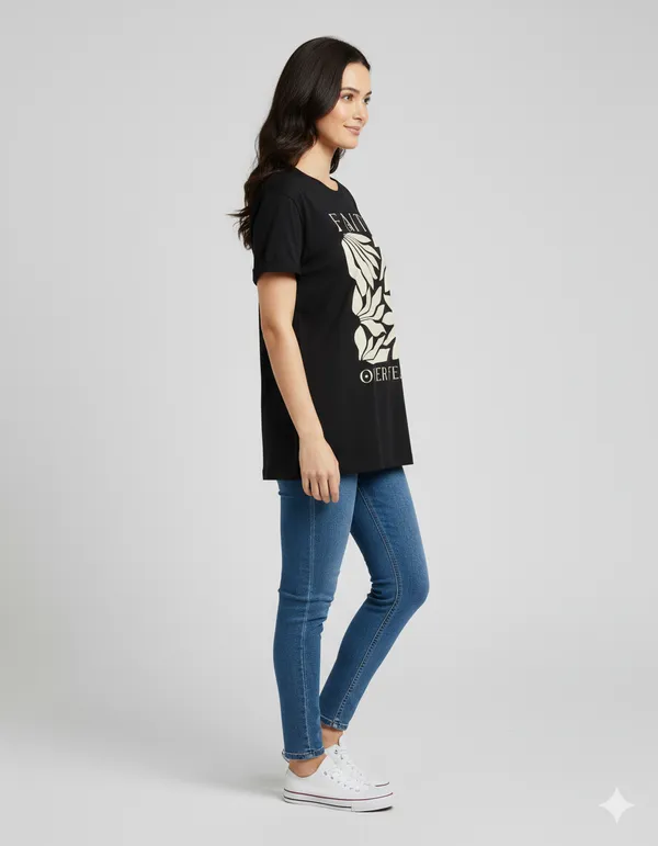 Black_Graphic_Printed_Round_Neck_T-Shirt_For_Women
