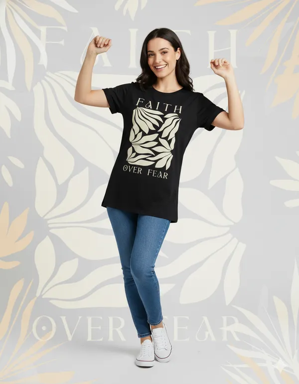 Black_Graphic_Printed_Round_Neck_T-Shirt_For_Women