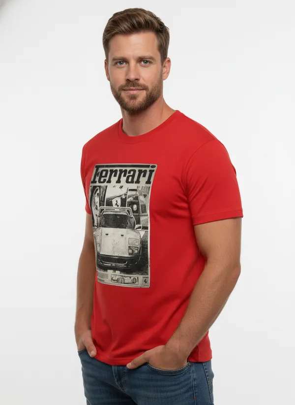 Men_round_neck_Tshirt__Ferrari_Black_and_White_-Red